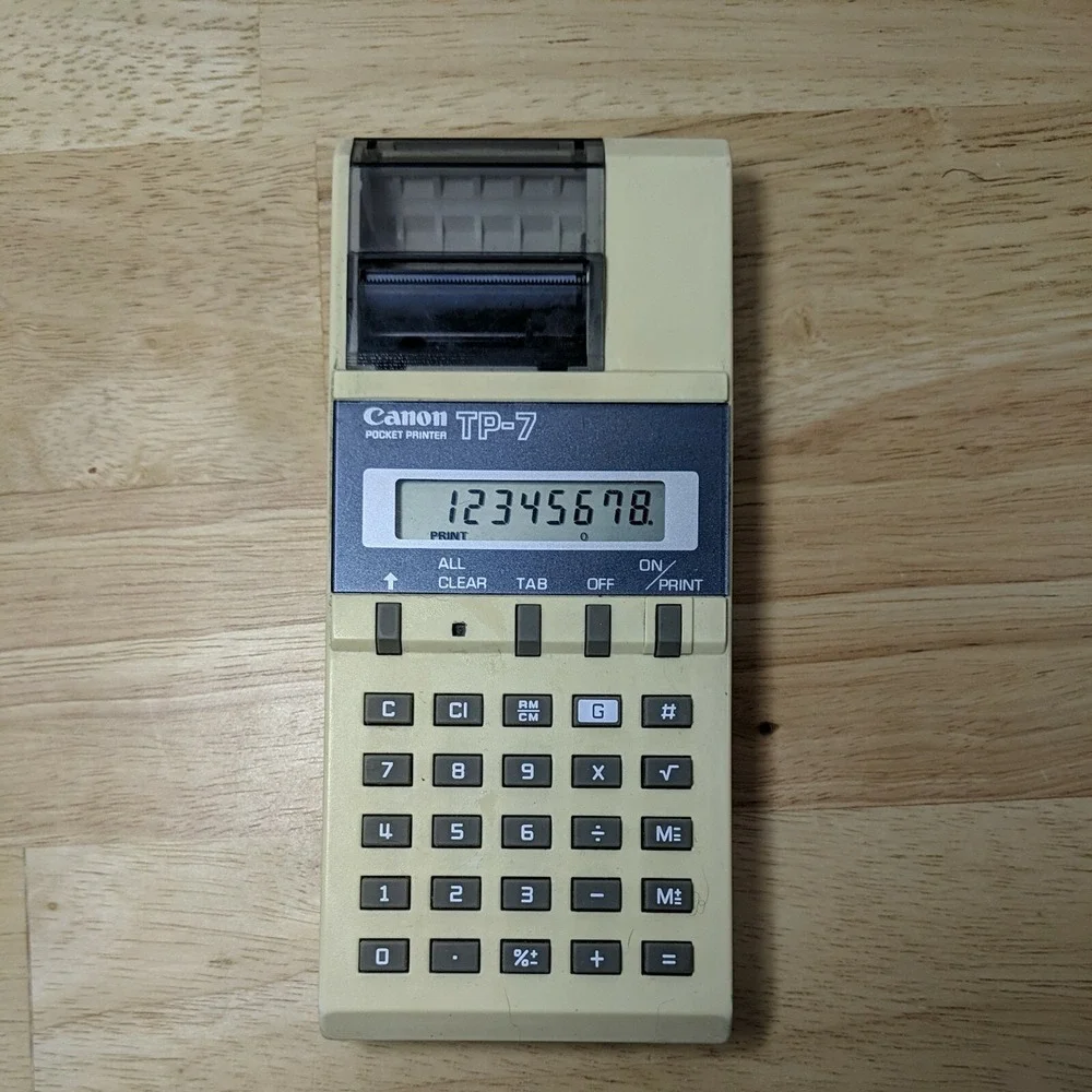 Vintage Canon TP-7 Pocket Printer Calculator Handheld 8-Digit LCD Made in Japan